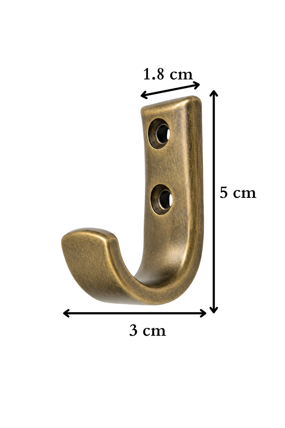 Antik Sarı Metal Elbise Askısı, Duvar Montaj Askılık, 5x3x1.8 cm, Montaj Vidaları Dahil, 5 Adet