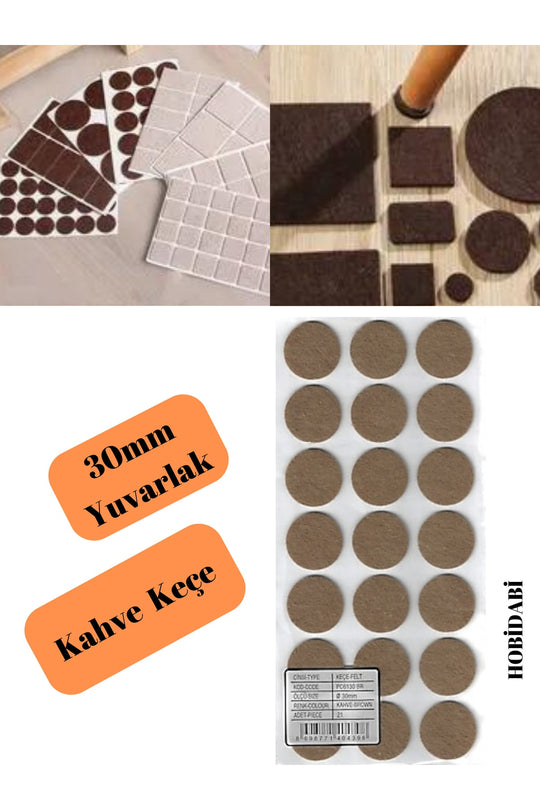 Yuvarlak Mobilya Masa Sandalye Keçesi 30 Mm