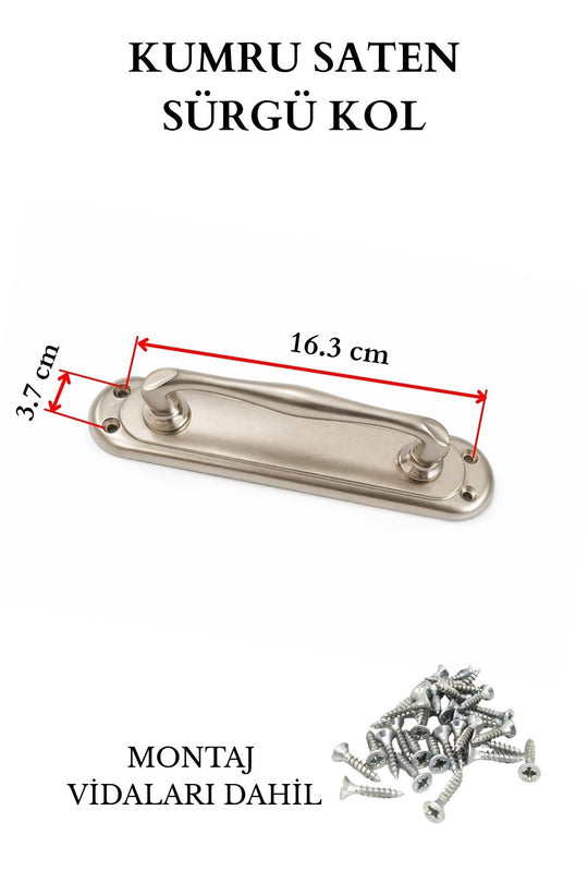 2 Adet Saten Kumru Sürgü Çekme Kol Sürgülü Kapı Kolu Boy:16.2 Cm