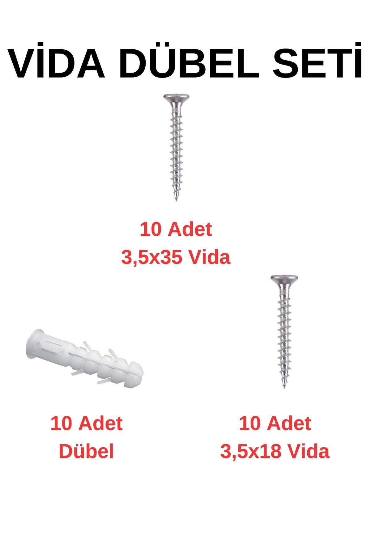 Vida Dübel Seti Dolap Sabitleme Kiti Için