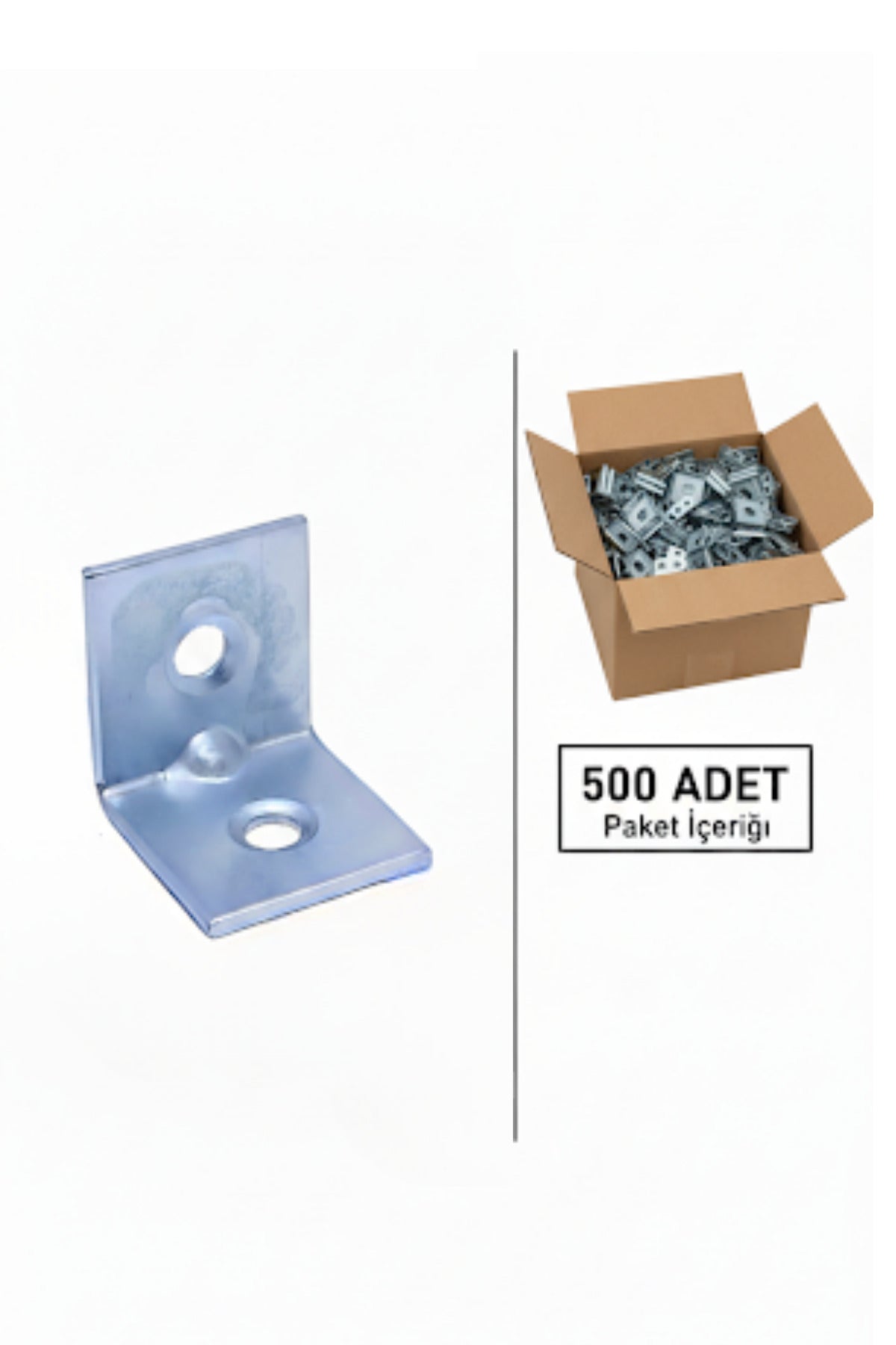 500 Adet L Demir Gönye Köşebent 16x16x16mm- Mobilya Dolap Köşe Birleştirme Bağlantı Aparatı