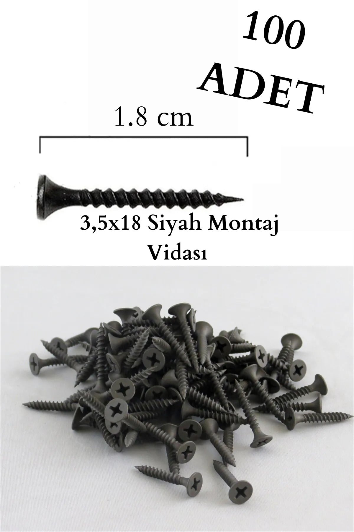 SİYAH 3.5X18 MONTAJ VİDASI 100 ADET