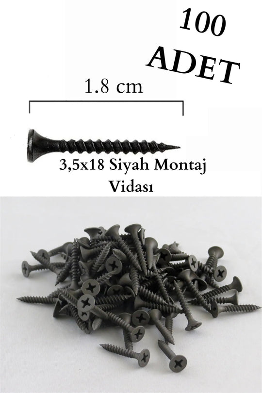 SİYAH 3.5X18 MONTAJ VİDASI 100 ADET