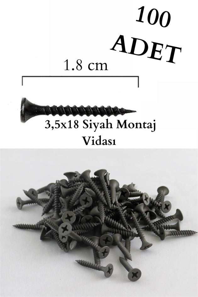 SİYAH 3.5X18 MONTAJ VİDASI 100 ADET