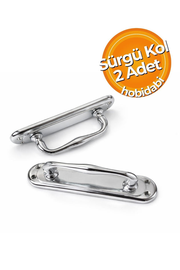 2 Adet Krom Kumru Sürgü Çekme Kol Sürgülü Kapı Kolu Boy:16.2 Cm