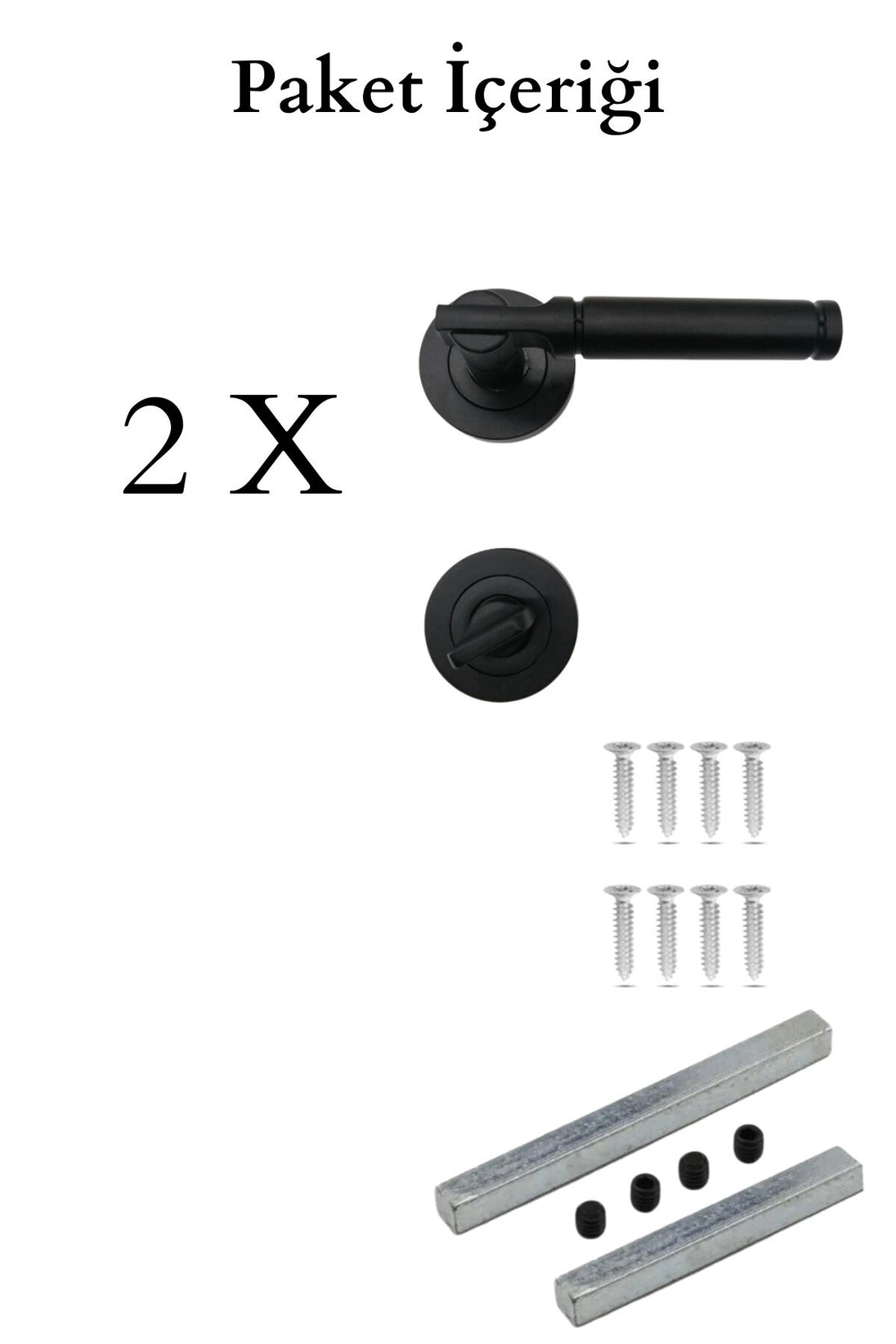 Verda Siyah Lüx Rozetli Kapı Kolu Wc
