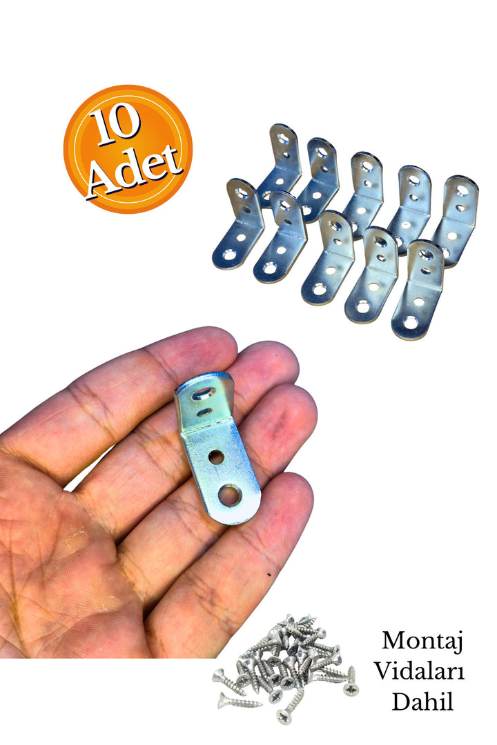 10 Adet L Demir Gönye Köşebent 15x27x27mm - Mobilya Dolap Raf Masa Çekmece Sabitleme Birleştirme