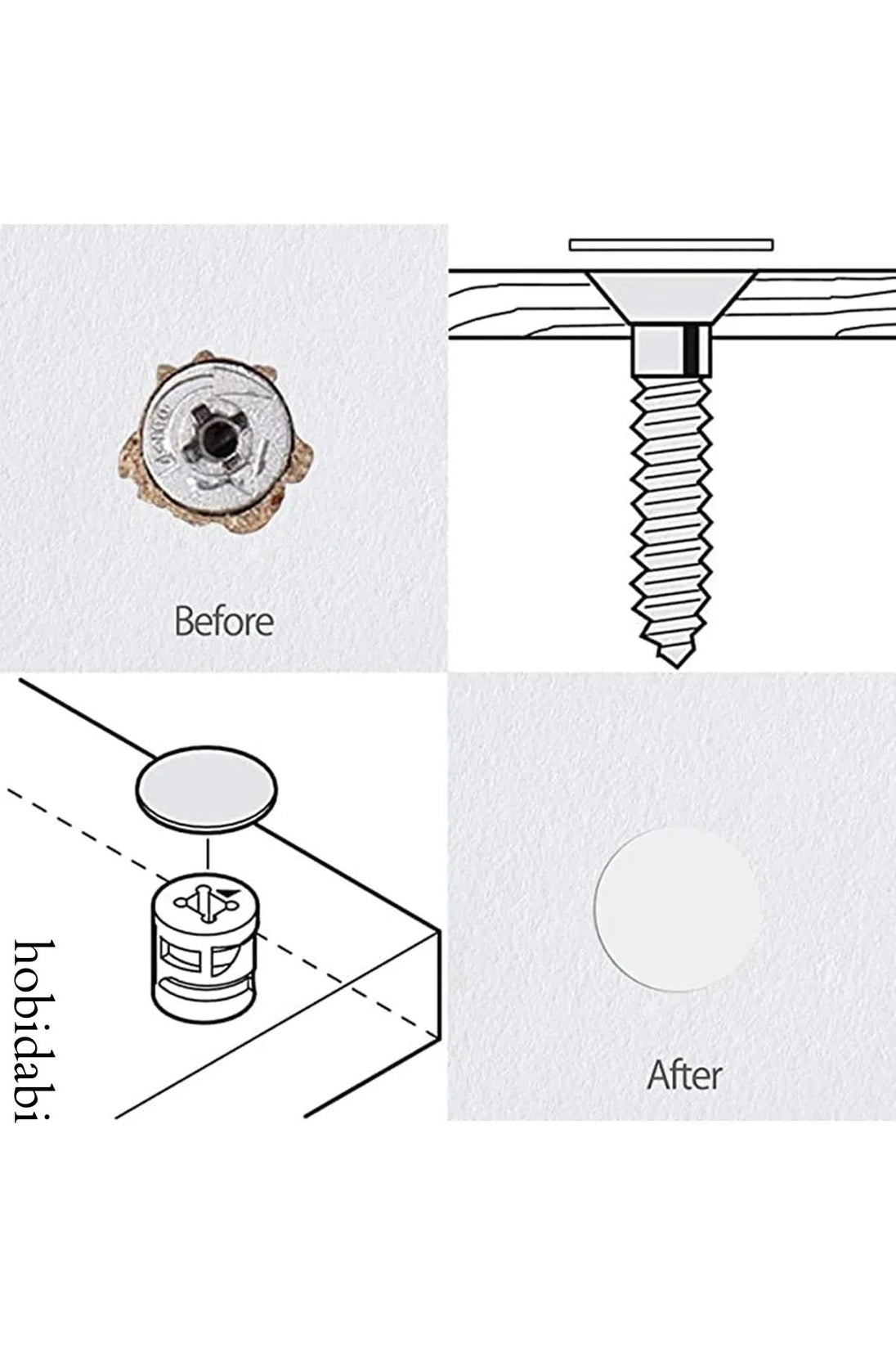 Antrasit Yapışkanlı Vida Tapası Tıpası Kapatıcı Yapışkanlı Kapatıcı Toz Geçirmez Vida Deliği