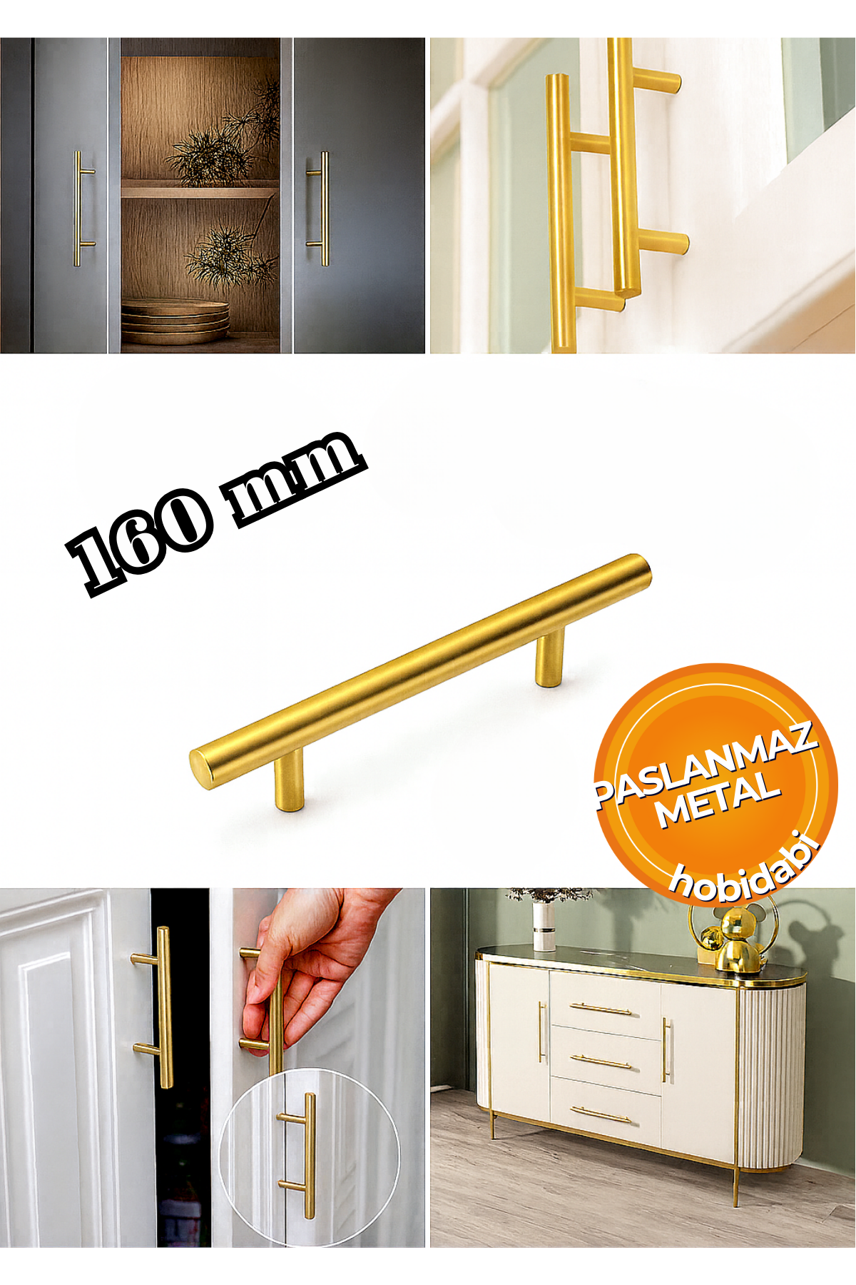 Paslanmaz Altın Sarı Kulp Tv Ünitesi Yatak Odası Mobilya Çekmece Vestiyer Mutfak Dolap Kulbu