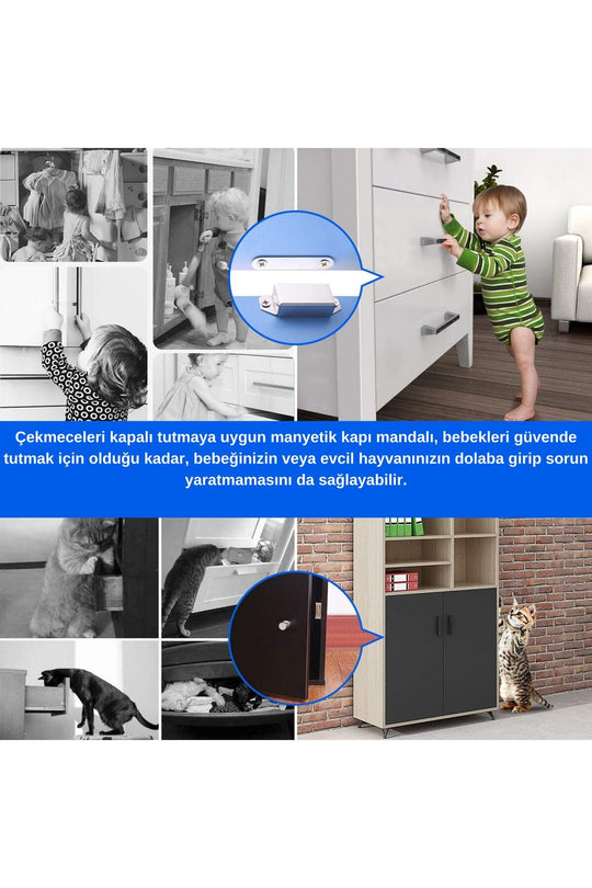 6 Adet Deprem Güvenlik Mıknatıslı Kapak Tutucu Deprem Güvenlik Önleyici Çocuklar Için 6 Adet