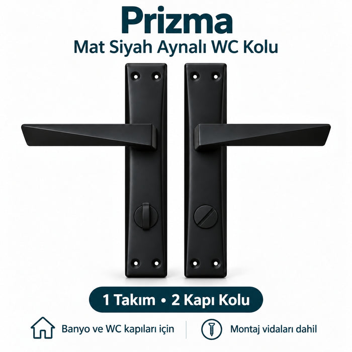 Prizma Mat Siyah Aynalı WC Kolu – 1 Takım (2 Adet)